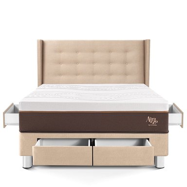 DORMITORIO CON CAJONES PARAÍSO ROYAL ABRAZZO 2 PLAZAS CHAMPAGNE + CABECERA GOLD + 2 ALMOHADAS VISCOELÁSTICAS - 3