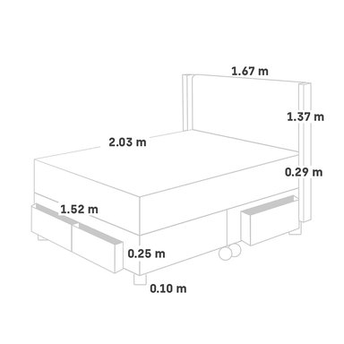DORMITORIO CON CAJONES PARAÍSO ROYAL ABRAZZO QUEEN CHOCOLATE + CABECERA GOLD + 2 ALMOHADAS VISCOELÁSTICAS - 5