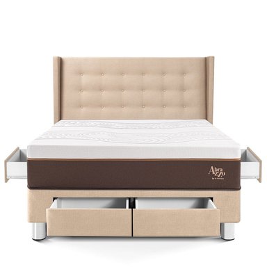 DORMITORIO CON CAJONES PARAÍSO ROYAL ABRAZZO QUEEN CHAMPAGNE + CABECERA GOLD + 2 ALMOHADAS VISCOELÁSTICAS - 3