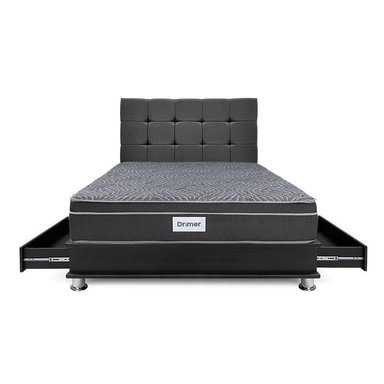DORMITORIO AMERICANO DRIMER VENTUS 1.5 PLAZAS CON CAJONES GRIS - 2