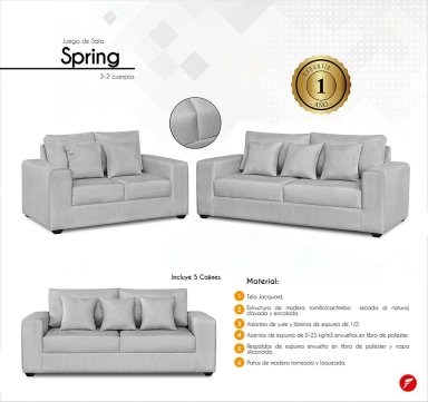 JUEGO DE SALA FORLI SPRING 3-2 CUERPOS PLATA + 5 COJINES DE REGALO - 7