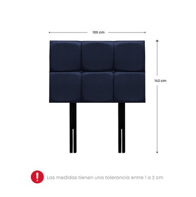CABECERA RIZZOLI NÁPOLES CUADROS 1.5 PLAZAS AZUL - 2