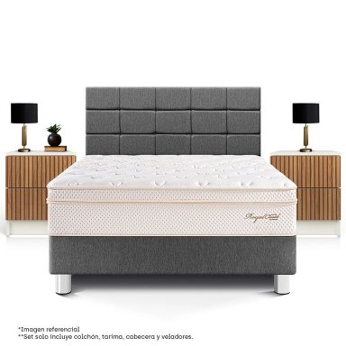 DORMITORIO PARAÍSO ROYAL CLOUD QUEEN BLOCKS + VELADOR BRISSE GRIS + 2 ALMOHADAS VISCOELÁSTICAS - 3