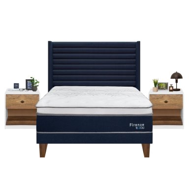DORMITORIO EUROPEO RIZZOLI FIRENZE 2 PLAZAS AZUL + VELADOR MUNDIAL - 3
