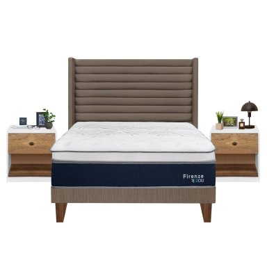 DORMITORIO EUROPEO RIZZOLI FIRENZE 2 PLAZAS MARRON + VELADOR MUNDIAL - 2