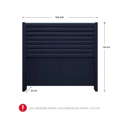 DORMITORIO RIZZOLI FIRENZE 2 PLAZAS CON CAJONES AZUL + VELADOR MUNDIAL - 9