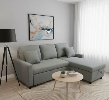 SECCIONAL DERECHO RIPLEY HOME BAÚL 4 CUERPOS GRIS