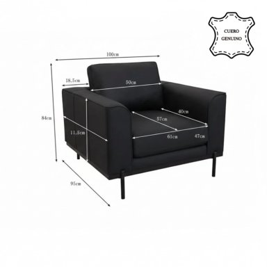 SILLÓN RIPLEY HOME KIKA CUERO NEGRO - 3