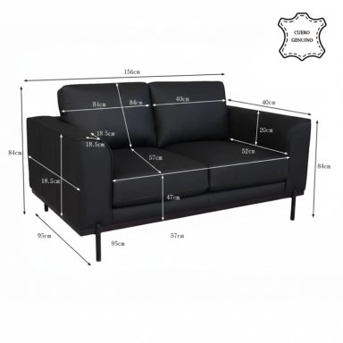 SOFÁ RIPLEY HOME KIKA 2 CUERPOS CUERO NEGRO - 3
