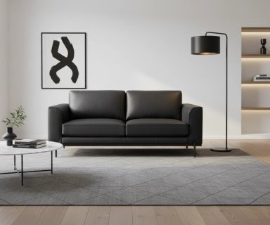 SOFÁ RIPLEY HOME KIKA 3 CUERPOS CUERO NEGRO