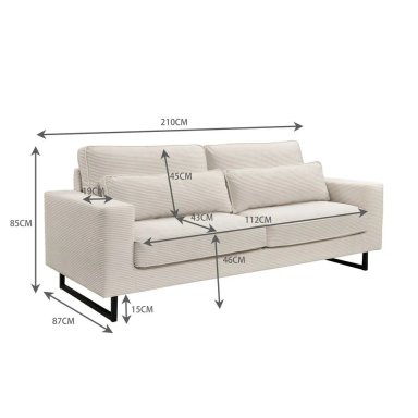 SOFÁ RIPLEY HOME OLIVE 3 CUERPOS IVORY - 4