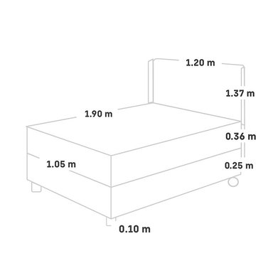 DORMITORIO PARAÍSO ROYAL BALANZZE 1.5 PLAZAS + CABECERA GOLD GRIS + 1 ALMOHADA VISCOELÁSTICA - 5