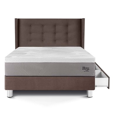 DORMITORIO CON CAJONES PARAÍSO ROYAL BALANZZE 1.5 PLAZAS + CABECERA GOLD CHOCOLATE + 1 ALMOHADA VISCOELÁSTICA - 3