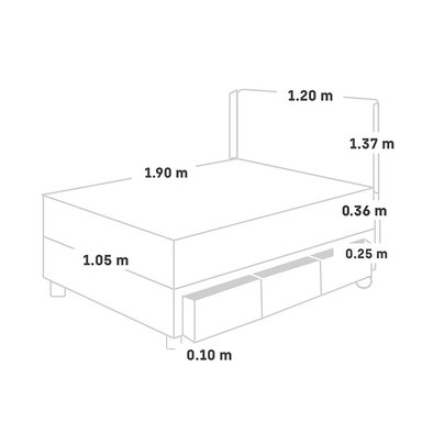 DORMITORIO CON CAJONES PARAÍSO ROYAL BALANZZE 1.5 PLAZAS + CABECERA GOLD CHOCOLATE + 1 ALMOHADA VISCOELÁSTICA - 5