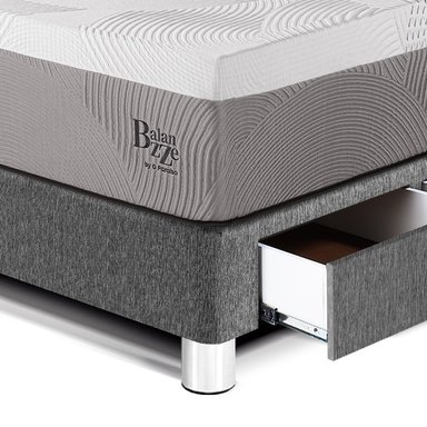 DORMITORIO CON CAJONES PARAÍSO ROYAL BALANZZE 1.5 PLAZAS + CABECERA GOLD GRIS + 1 ALMOHADA VISCOELÁSTICA - 2
