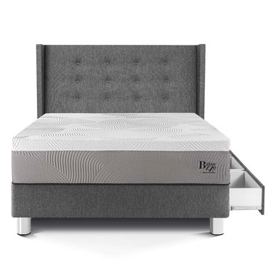 DORMITORIO CON CAJONES PARAÍSO ROYAL BALANZZE 1.5 PLAZAS + CABECERA GOLD GRIS + 1 ALMOHADA VISCOELÁSTICA - 3