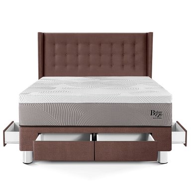 DORMITORIO CON CAJONES PARAÍSO ROYAL BALANZZE KING + CABECERA GOLD CHOCOLATE + 2 ALMOHADAS VISCOELÁSTICAS - 3