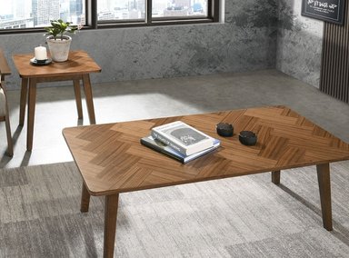 MESA DE CENTRO RIPLEY HOME CHEVRON MARRÓN CLARO 120X60 CM - 3