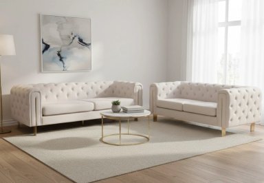 JUEGO DE SALA RIPLEY HOME NEW VICTORIA  3-2 CUERPOS BLANCO