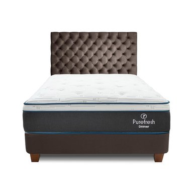DORMITORIO AMERICANO DRIMER PURE FRESH KING + BOX TARIMA MARRÓN + CABECERA - 2