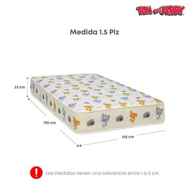 CAMA FORLI BEIGE COLCHÓN TOM & JERRY 1.5 PLAZAS - 6