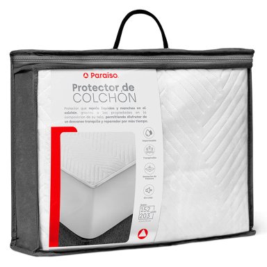 PROTECTOR DE COLCHÓN PARAÍSO IMPERMEABLE QUEEN BLANCO - 4