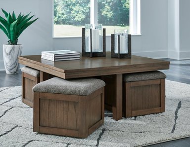 MESA DE CENTRO ASHLEY BOARDERNEST CON 4 BANQUETAS 102X102 CM - 2