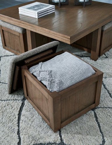 MESA DE CENTRO ASHLEY BOARDERNEST CON 4 BANQUETAS 102X102 CM - 3