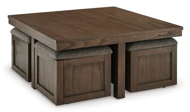 MESA DE CENTRO ASHLEY BOARDERNEST CON 4 BANQUETAS 102X102 CM - 5