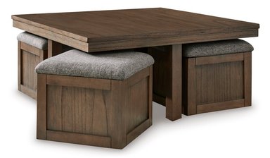 MESA DE CENTRO ASHLEY BOARDERNEST CON 4 BANQUETAS 102X102 CM - 7