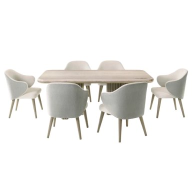 JUEGO COMEDOR MAISON LINETT CELINE 6 SILLAS BEIGE - 2