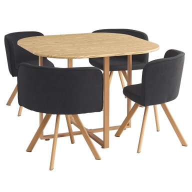JUEGO DE COMEDOR RIPLEY HOME AUSTIN 4 SILLAS NEGRO - 2