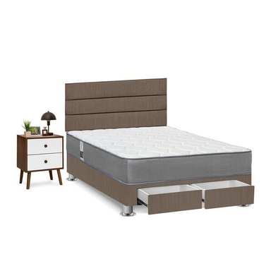 DORMITORIO AMERICANO FORLI POLARIS 2 PLAZAS CON CAJONES MARRÓN + VELADORES - 2