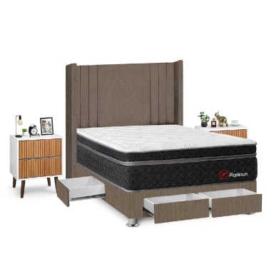 DORMITORIO FORLI PLATINIUM 2 PLAZAS + VELADORES - 2
