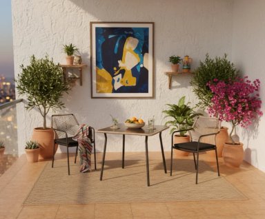 JUEGO DE BALCÓN RIPLEY HOME CUERDAS NEGRO