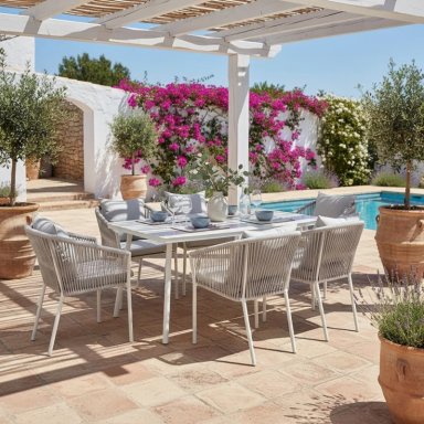 JUEGO DE COMEDOR TERRAZA RIPLEY HOME CUERDA 6 SILLAS