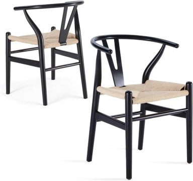 SILLA DE COMEDOR MAISON LINETT WISHBONE NEGRO - 6