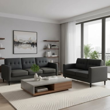 JUEGO DE SALA RIPLEY HOME BOSTON 3-2 CUERPOS GRAFITO