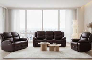 JUEGO SALA RIPLEY HOME FINESSO RECLINABLE 3-2-1 CUERPOS CHOCOLATE