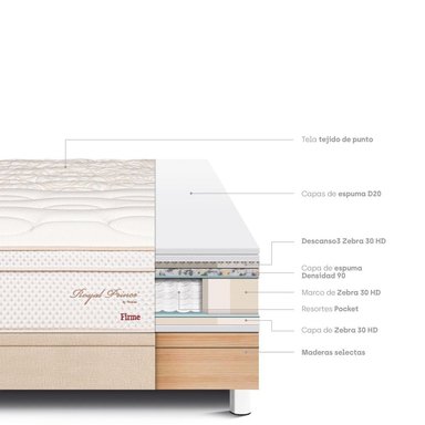 CAMA BOXET PARAISO ROYAL PRINCE 1.5 PLAZAS CHAMPAGNE + 1 ALMOHADA VISCOELÁSTICA - 5