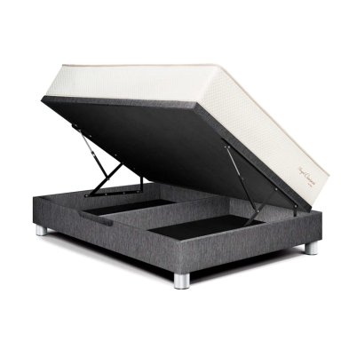 DORMITORIO BOXET PARAÍSO ROYAL CROWN BLOCKS 2 PLAZAS GRIS + 2 ALMOHADAS VISCOELÁSTICAS - 2