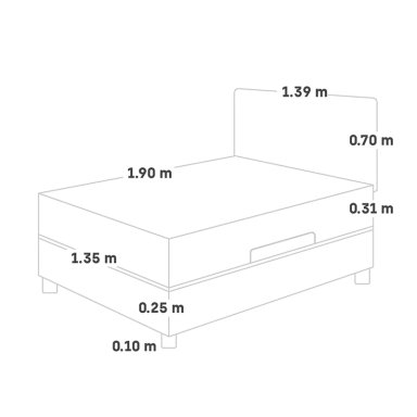 DORMITORIO BOXET PARAÍSO ROYAL CROWN BLOCKS 2 PLAZAS GRIS + 2 ALMOHADAS VISCOELÁSTICAS - 8
