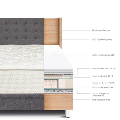 DORMITORIO BOXET PARAISO ROYAL CROWN 1.5 PLAZAS + 1 ALMOHADA VISCOELÁSTICA - 6