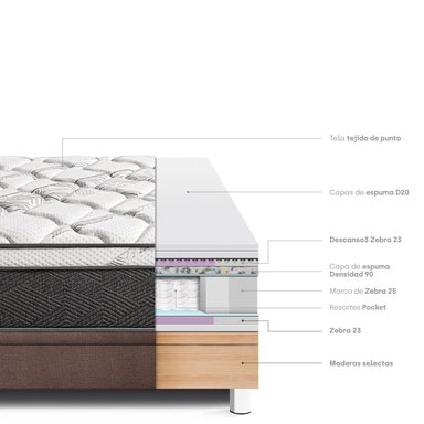 CAMA BOXET PARAISO PARAÍSO POCKET STAR 2 PLAZAS CHOCOLATE - 5