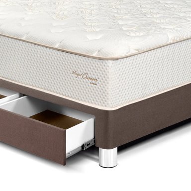 DORMITORIO CON CAJONES PARAÍSO ROYAL CROWN BLOCKS 2 PLAZAS + VELADOR CAJÓN CHOCOLATE + 2 ALMOHADAS VISCOELÁSTICAS - 3