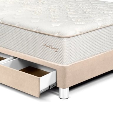 DORMITORIO CON CAJONES PARAÍSO ROYAL CROWN 2 PLAZAS + VELADOR + 2 ALMOHADAS VISCOELÁSTICAS - 4