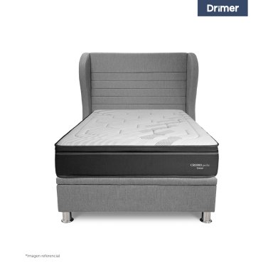 DORMITORIO BOXET DRIMER CROMOPEDIC 2 PLAZAS CABECERA BRETANNA GRIS PLATA - 2
