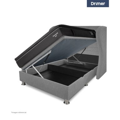 DORMITORIO BOXET DRIMER CROMOPEDIC 2 PLAZAS CABECERA BRETANNA GRIS PLATA - 3