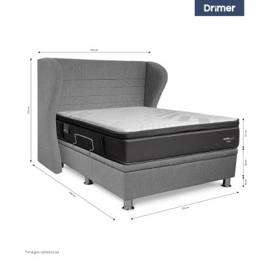 DORMITORIO BOXET DRIMER CROMOPEDIC 2 PLAZAS CABECERA BRETANNA GRIS PLATA - 4