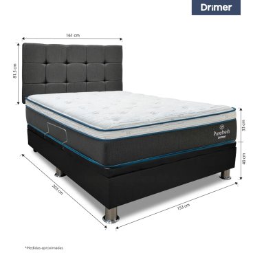 DORMITORIO BOXET DRIMER PURE FRESH QUEEN GRIS - 3